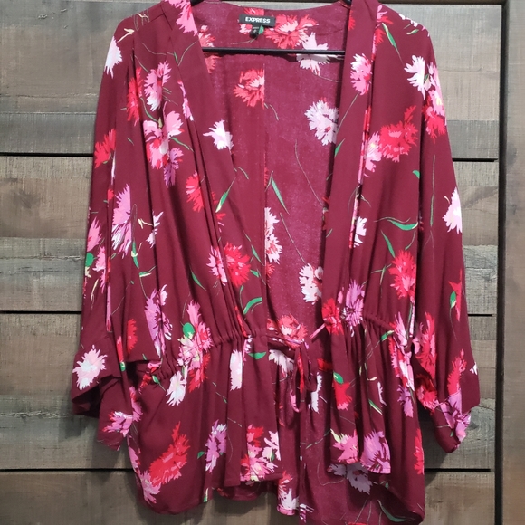 Express Floral Kimono Inspired Cover Up - Picture 1 of 11
